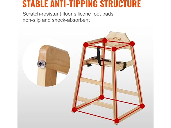 VEVOR Wooden High Chair for Babies &