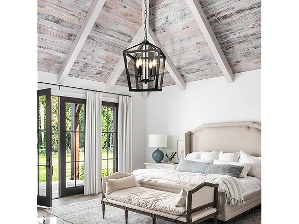 BrightHome Farmhouse Chandelier 4-Light, Black, 19.5"