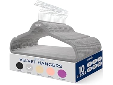 $8.99, Was $19.99, 55% Off! SereneLife 10 Pcs Grey Velvet Hangers dealfomo