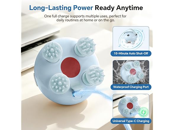 Scalp Massager, Waterproof Head