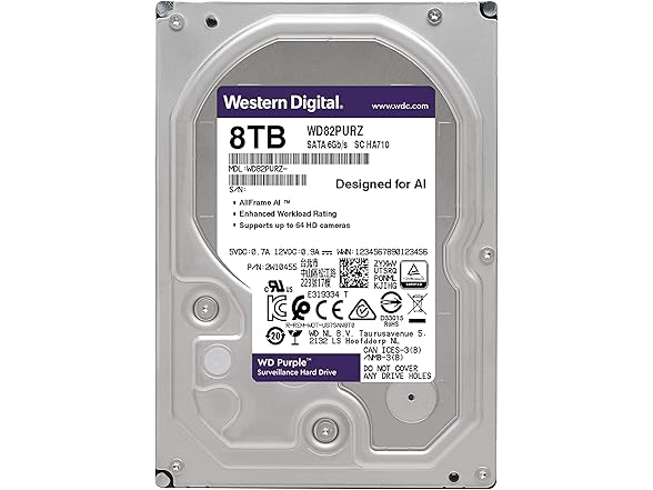 Western Digital X0033KA6H7 Western Digital 8TB WD Purple (Open Box)