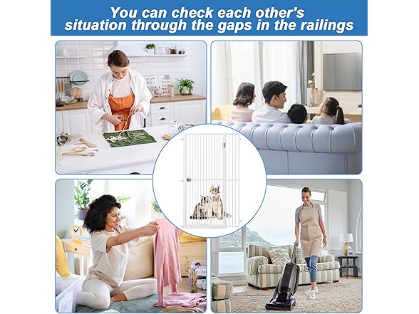 ROOMTEC 61" Extra Tall Cat Gate for Doorway, 38.4"-40.8"