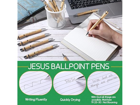 Roowest 50 Pack Christian Pens Bulk Religious