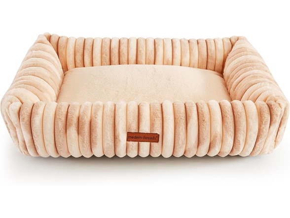 Modern Threads Ribbed Plush Two-Tone Cuddler Dog Bed