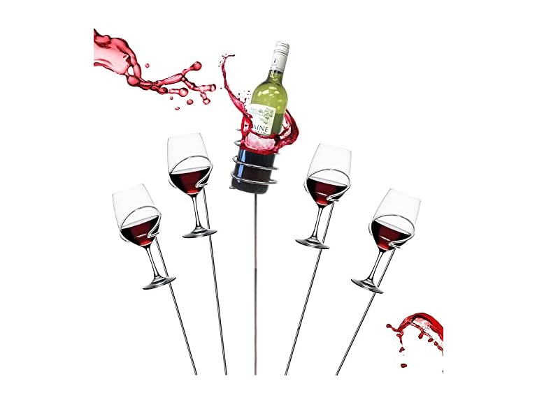 Wine Glass and Bottle Stakes, 5 Pcs