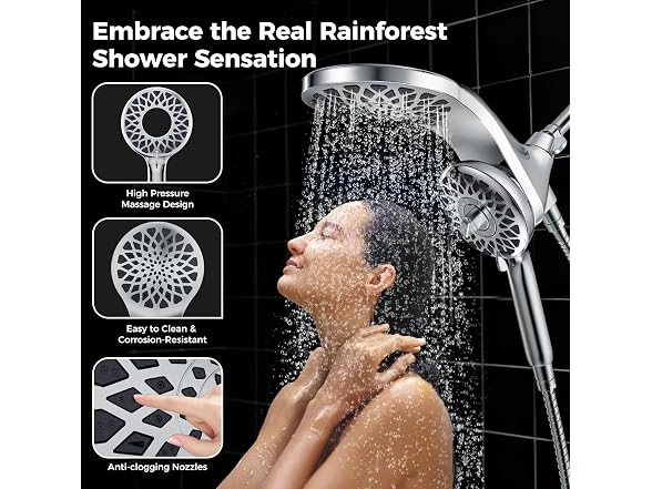 Newfinde Rain Shower Head w/Handheld