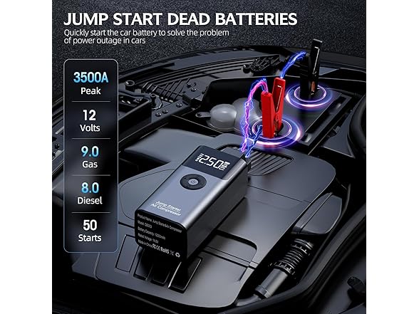 LERTIN 10-in-1 Jump Starter with Air Compressor