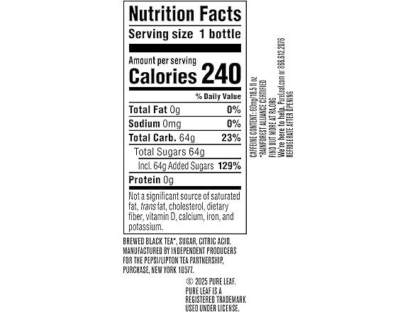 1CT Pure Leaf Iced Tea, Extra Sweet, 18.5 oz