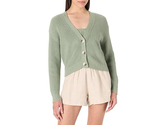 The Drop Women Sari Cropped Button-front Cardigan - Gallery 10