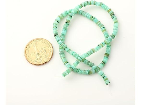 YANUAHI 4mm Natural Shell Celadon Rondelle Beads