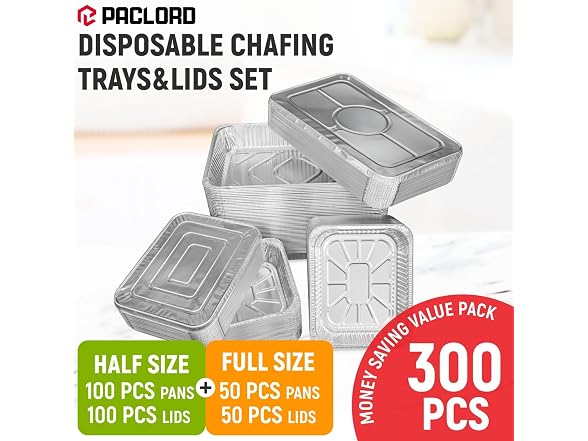USA-Made Aluminum Foil Pans with Lids - Set of 50 
