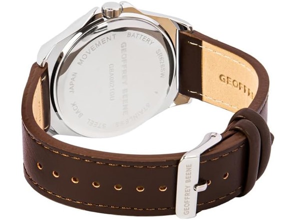 Geoffrey Beene Mens Leather Watch Diamond Dial