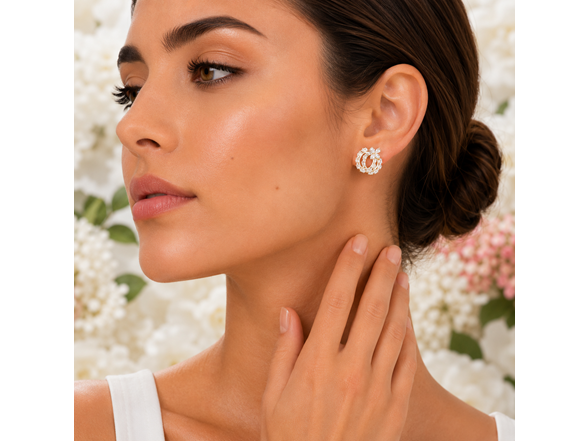18K Gold Pear CZ Huggie Hoops