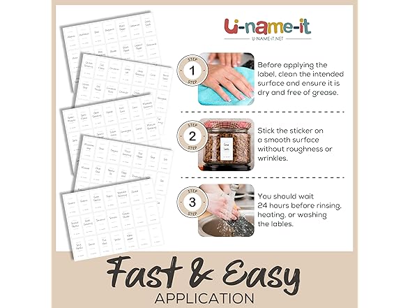 U-Name-It 100 Pre-Printed Nordic Jar Labels & Pantry Stickers