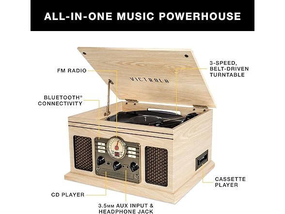 Victrola The Quincy 6-in-1 Bluetooth Record Player