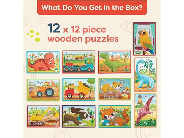 B. toys – Wooden Pack o' Puzzles 3Pk