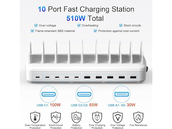 COTOP 510W 10-Port Charging Station