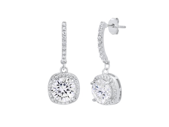 Moissanite Halo Drop Huggie Earrings