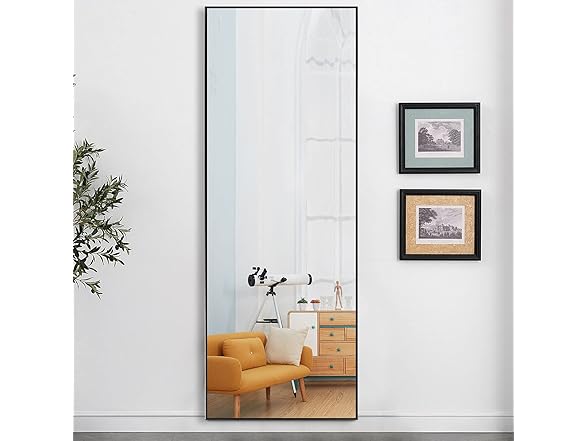 PexFix 65"x22" Floor Mirror, Black