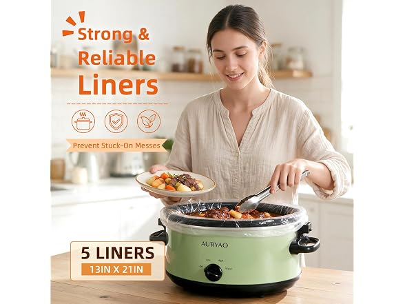 AURYAO 6 Quart Slow Cooker