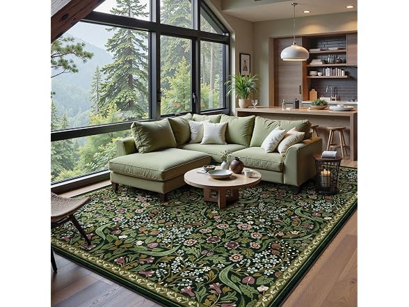 Moynesa Floral Washable 8x10 Rug