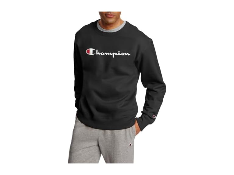 Champion Men's Crewneck Fleece Sweatshirt, Standard Fit, Midweight, Script Logo Tall, AmazonUs/8T8G1, Small