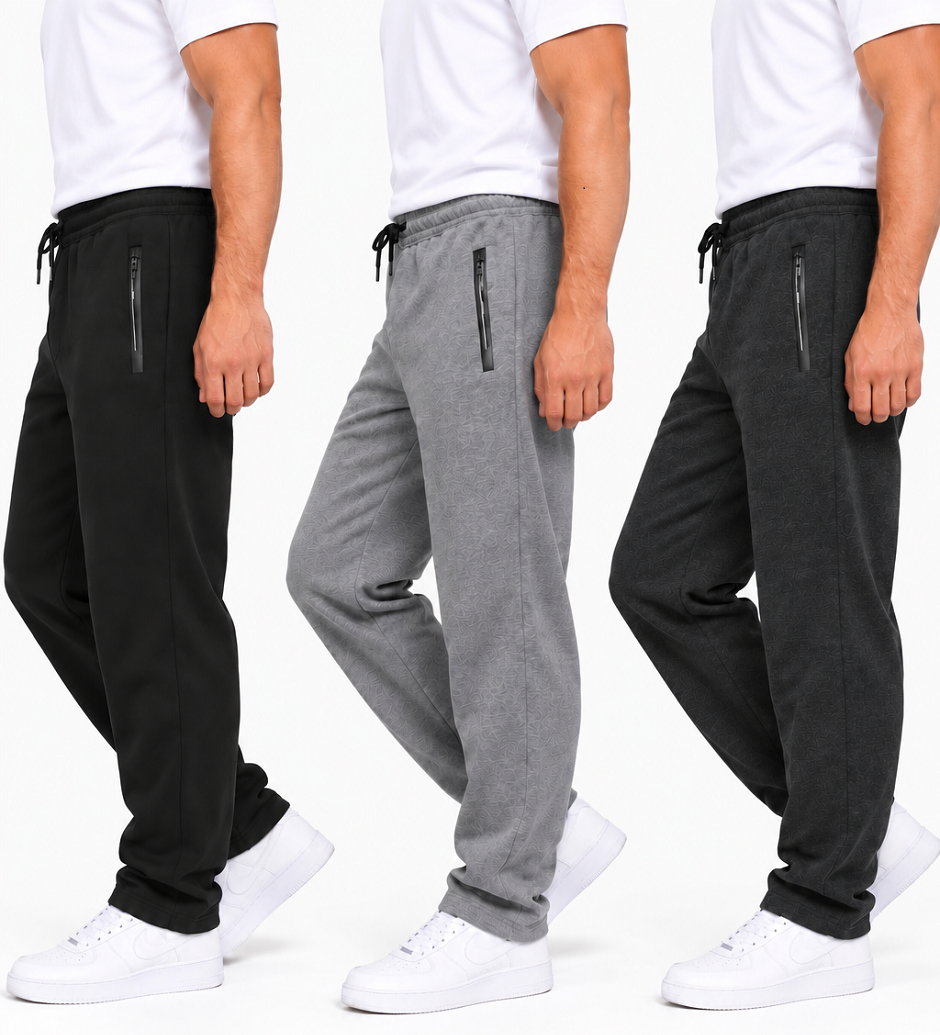 (3-Pack) Men's Fleece Open Bottom Sweatpants - Gallery 3