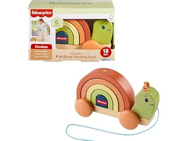 $19.38, Was $20.33, 4% Off! Fisher-Price Wood Toddler Toy Pull-Along Stacking Snail dealfomo