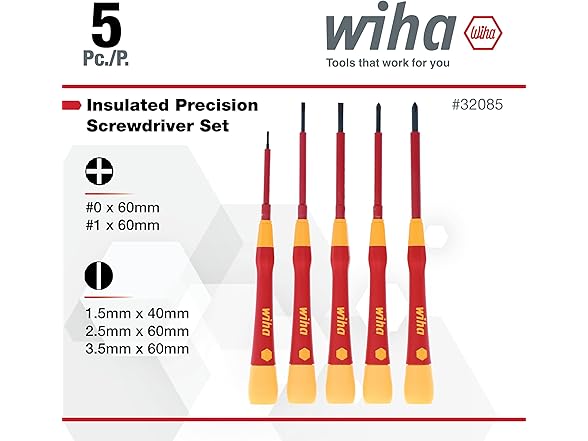 Wiha 32085 Insulated PicoFinish Precision Set 5 Pc