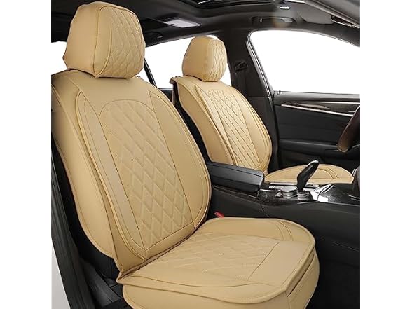 MIROZO Seat Covers Full Set Beige, Leath