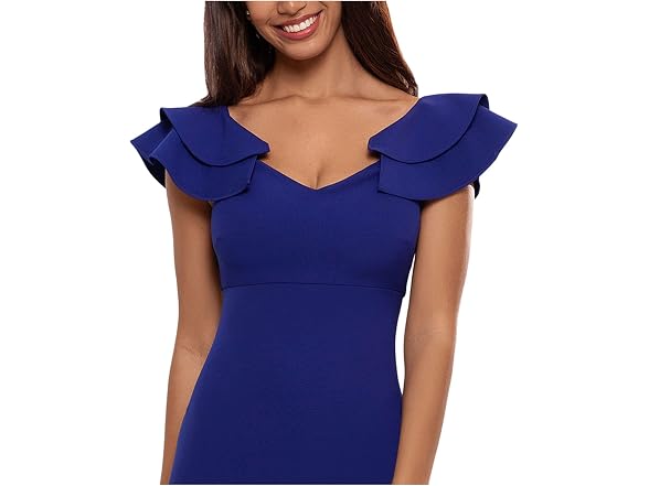 Betsy & Adam Women (14) Long Ruffles Gown Marine
