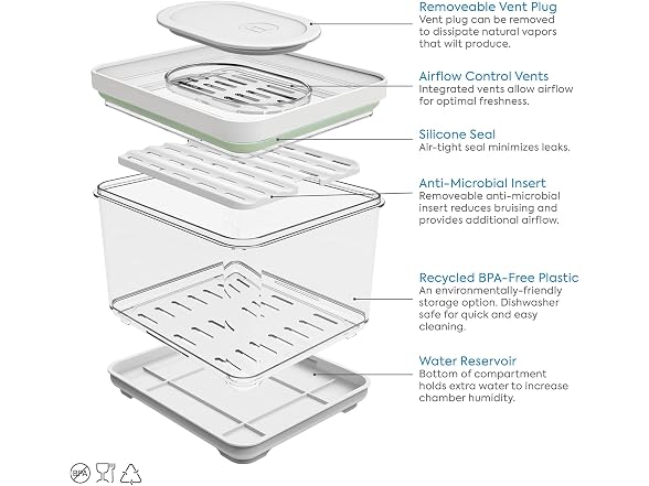 iDesign Fridge Produce Bin, Clear/White