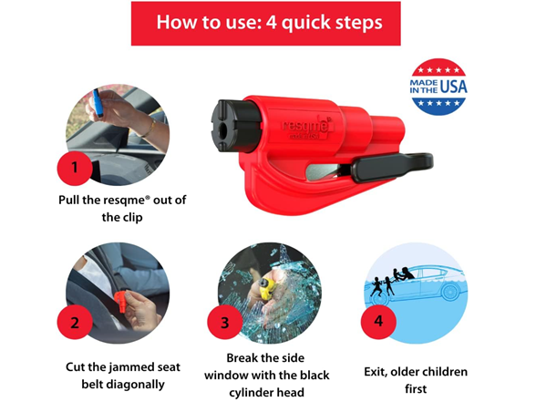 (4-Pack) resqme Keychain Car Escape Tool