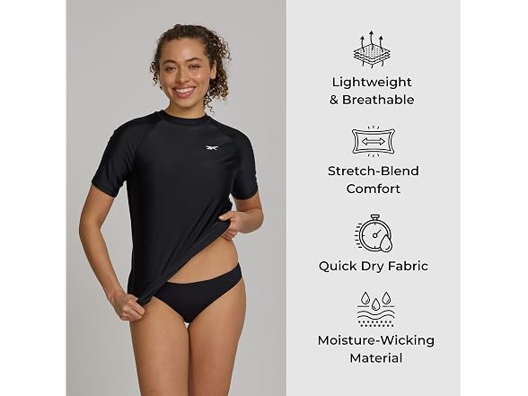 Reebok Womens S/S Rash Guard Swim Shirt