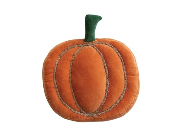 Pumpkin Shaped Pillow w/ Rope Embroidery