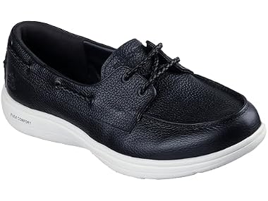 $34.99, Was $104.95, 66% Off! Skechers Women's Flex Radiant Leather Boat Shoe dealfomo