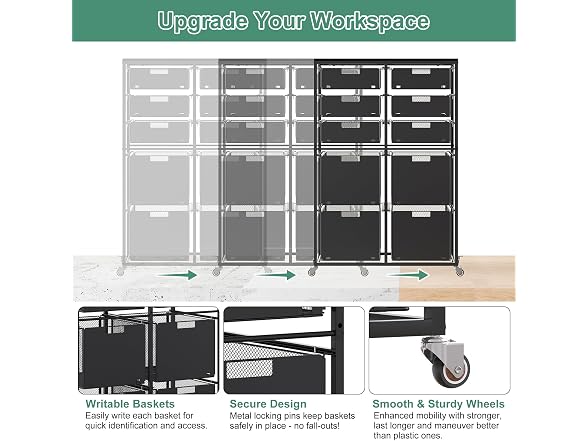 Rolling Storage Cart with 10 Drawers