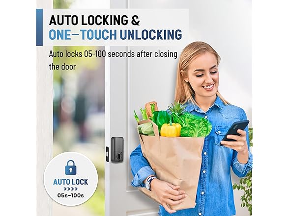 LOCSMART Fingerprint Door Lock Black