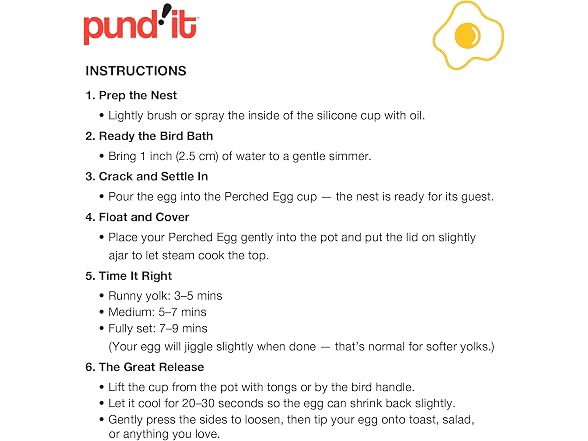 Pund'it Perched Eggs, Set of 2 Silicone Egg Poacher Cups