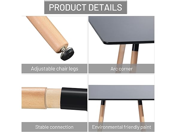 FurnitureR 31.5 Inch Square Dining Table