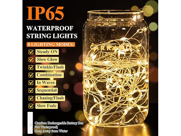 Lakumu Rechargeable Fairy Lights, 16FT Battery String Lights