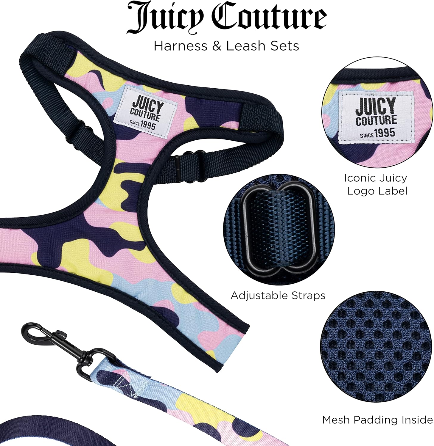 Juicy Couture Colorful Camo Dog Harness and Leash - Gallery 9