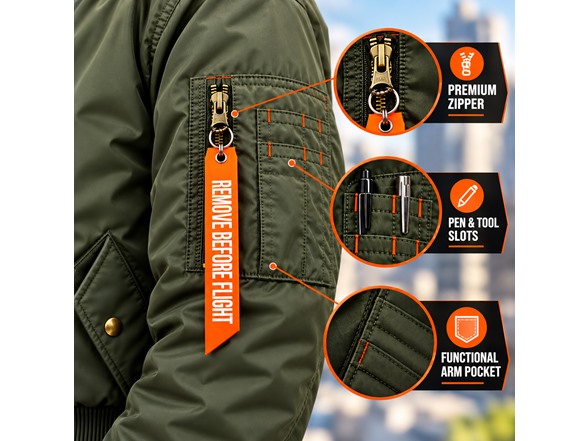Mens Heavyweight Bomber Flight Jacket