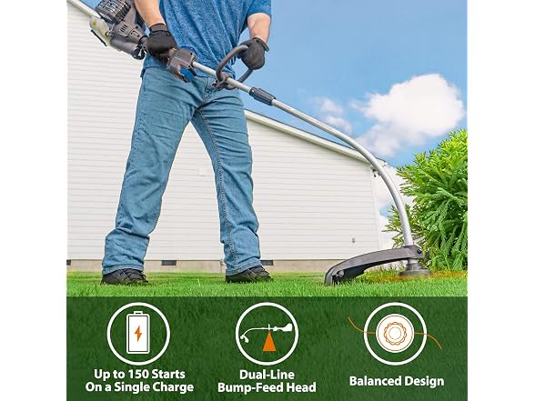 LawnMaster NPTGCP2517B No-Pull Gas String Trimmer