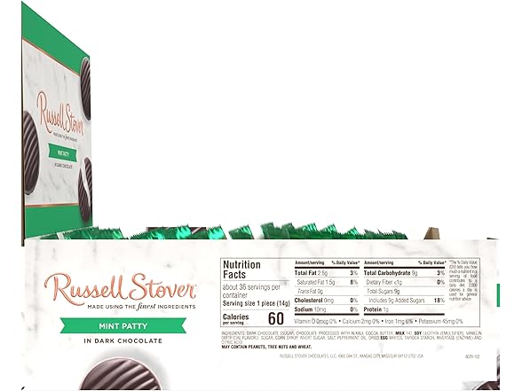 Russell Stover Dark Choc Mint Patties 36