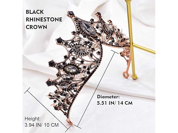 Salliy Baroque Crown and Tiaras- Black