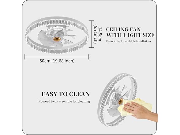 Fszdorj 20‘’ Ceiling Fan with Light, 2024 Ap