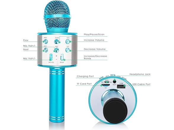 KIDWILL Wireless Bluetooth Karaoke Microphone