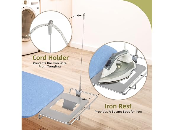 Ironing Board 48" x 18" with Iron Holder, Adjustable