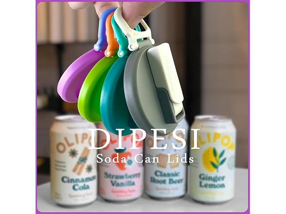 DIPESI Soda Can Lids w/ Straws, 6 Pack
